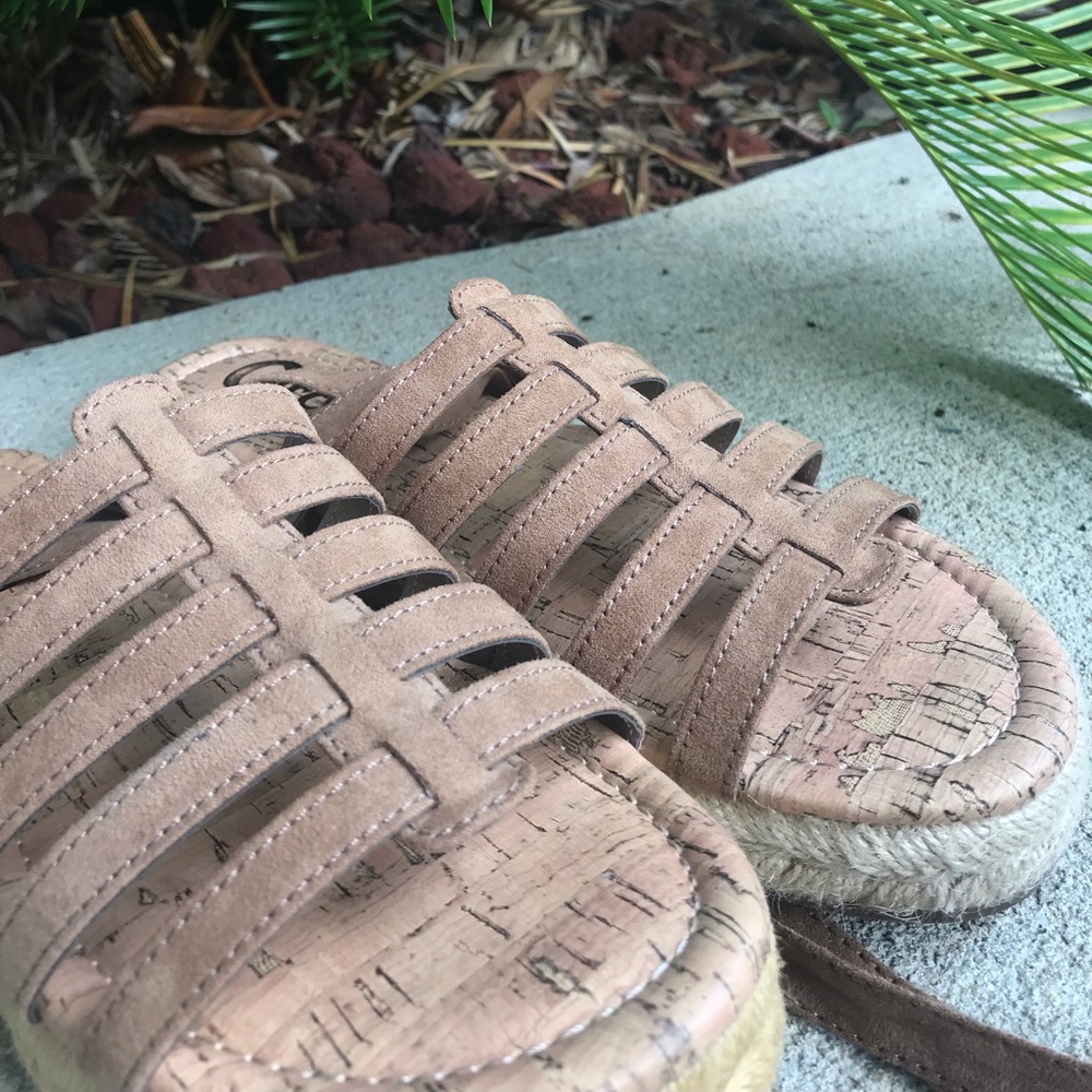 Tan lace up sandals